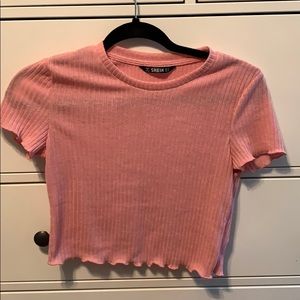 Pink ruffled crop top